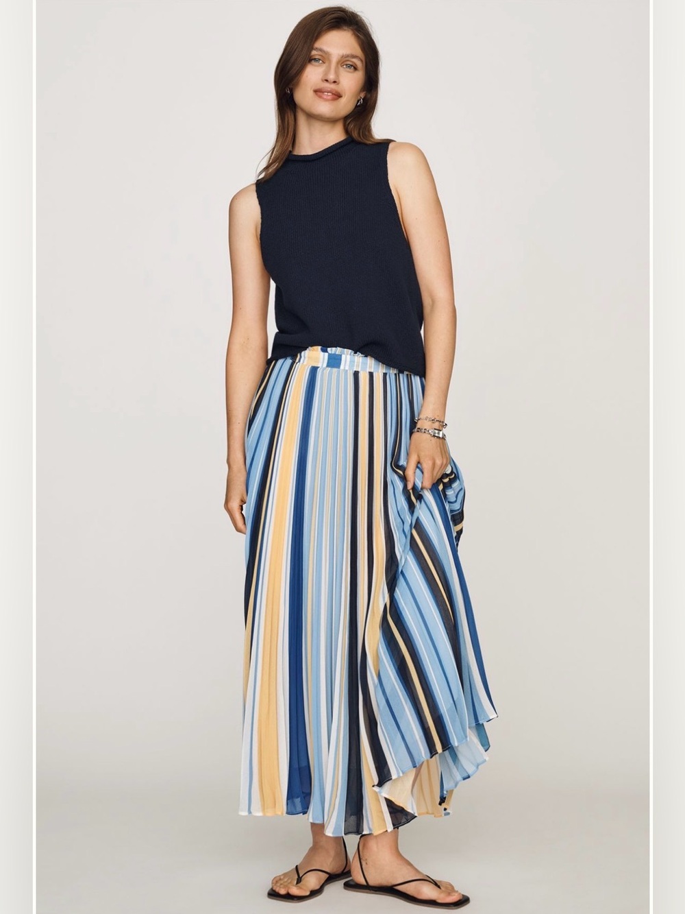 Striped Maxi Skirt in Blue and Cream